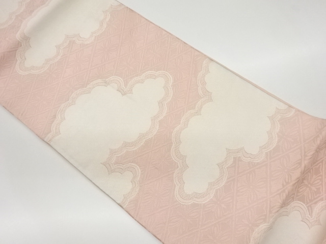 リサイクル　雲に花菱模様織出し袋帯